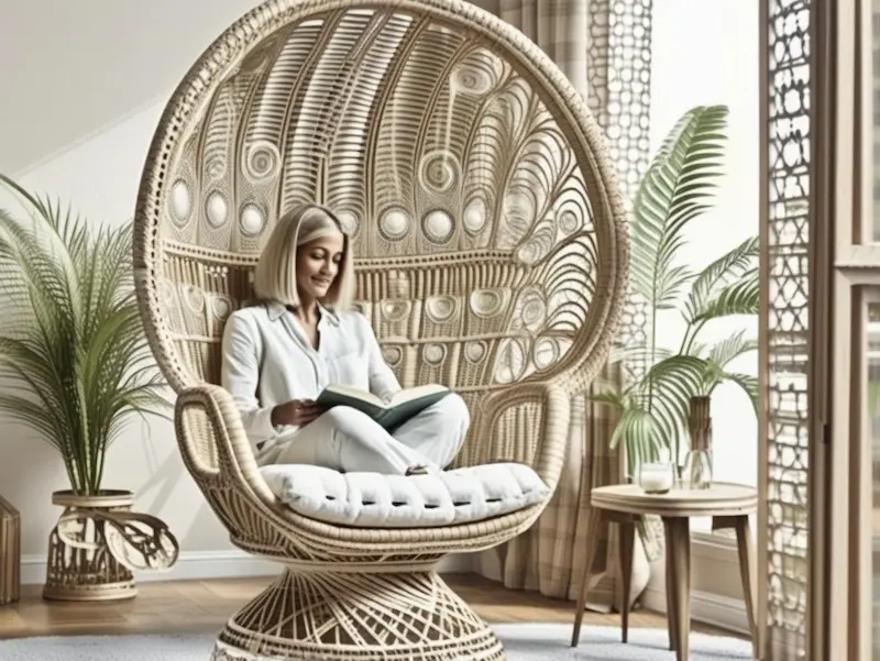 Fauteuil Emmanuelle en rotin dans un intérieur chaleureux et apaisant