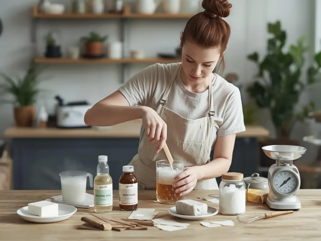 produit vaisselle maison solide et liquide préparés en atelier bricolage