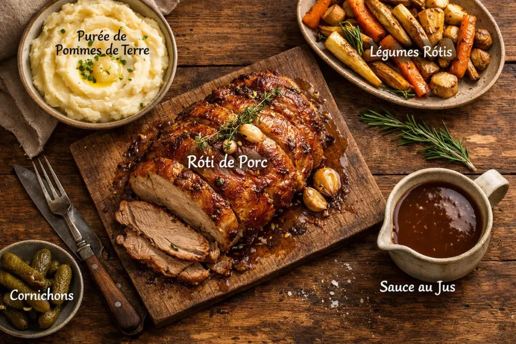 Cuisson Lente Rôti Porc — Rôti de porc cuisson lente, fondant et doré à souhait, ambiance chaleureuse