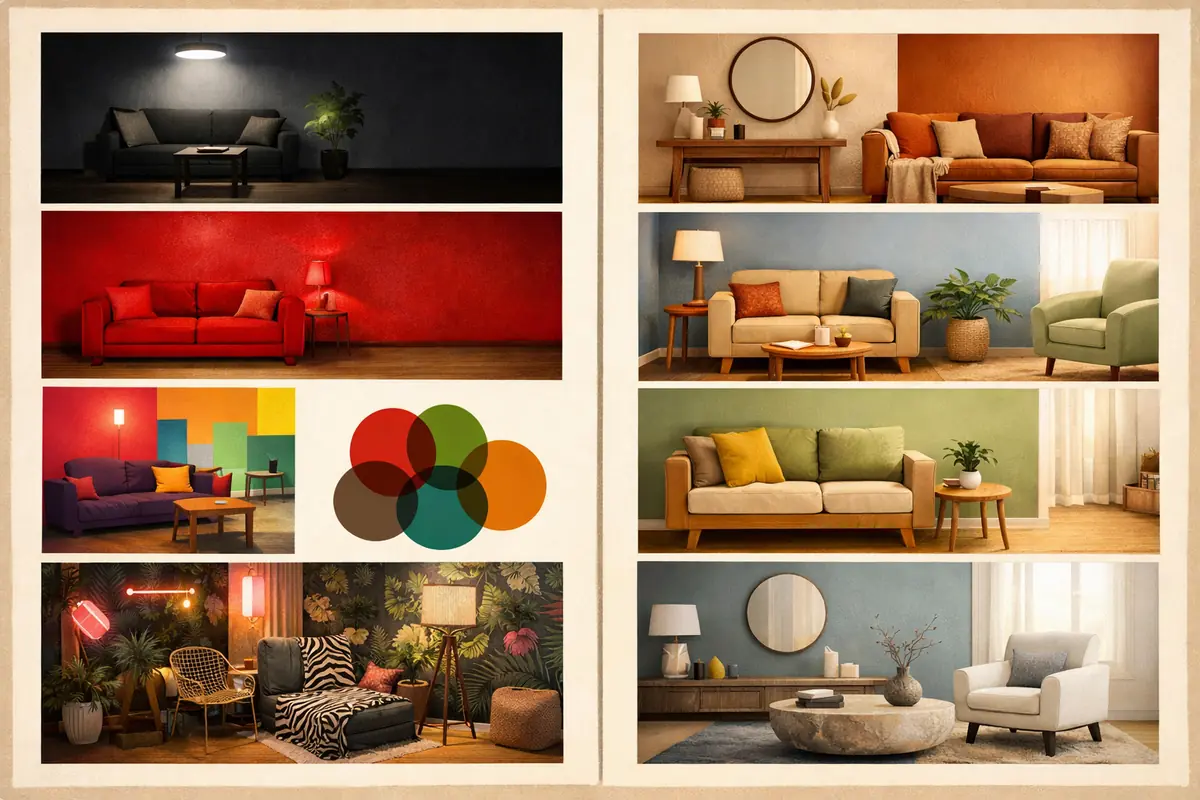 infographie-erreurs-courantes-creation-palette-couleurs Infographie illustrant les erreurs fréquentes dans la création de palettes de couleurs, avec des exemples de palettes réussies et ratées.